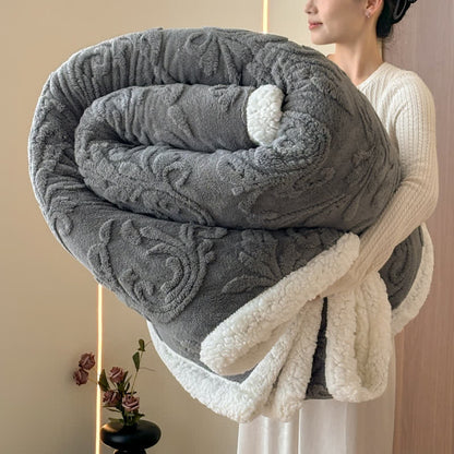 Embossed Fluffy Sherpa Throw Blanket - Dark Gray - 79"W x 90"L - image 13