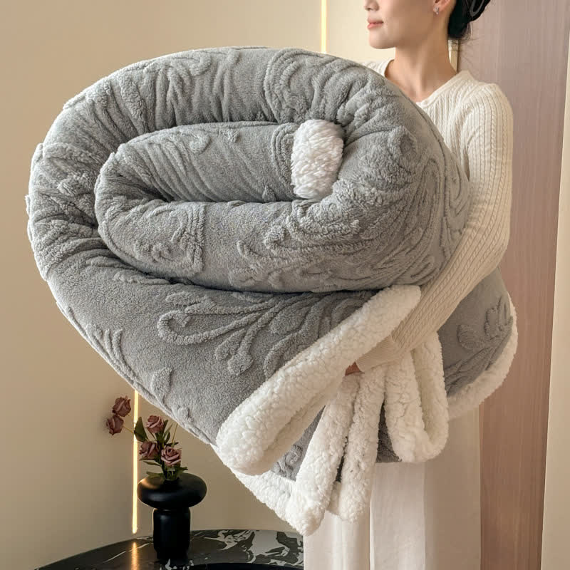 Embossed Fluffy Sherpa Throw Blanket - Gray - 79"W x 90"L - image 33