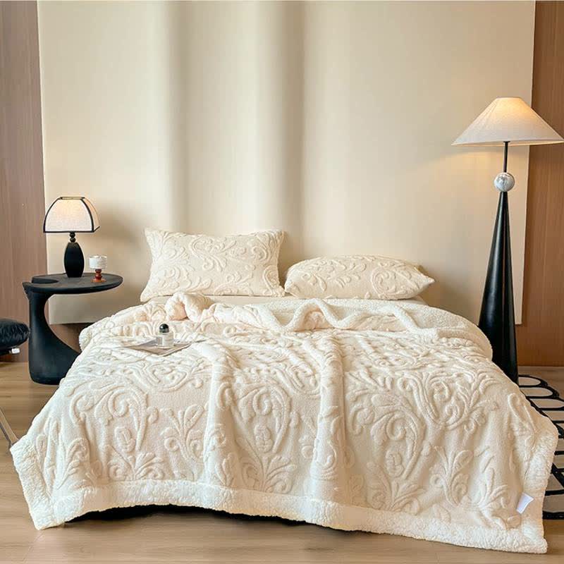 Embossed Fluffy Sherpa Throw Blanket - image 1
