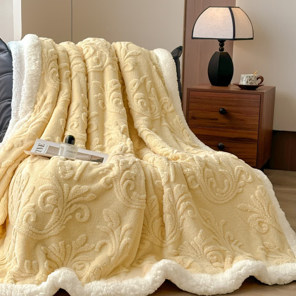 Embossed Fluffy Sherpa Throw Blanket - image 11