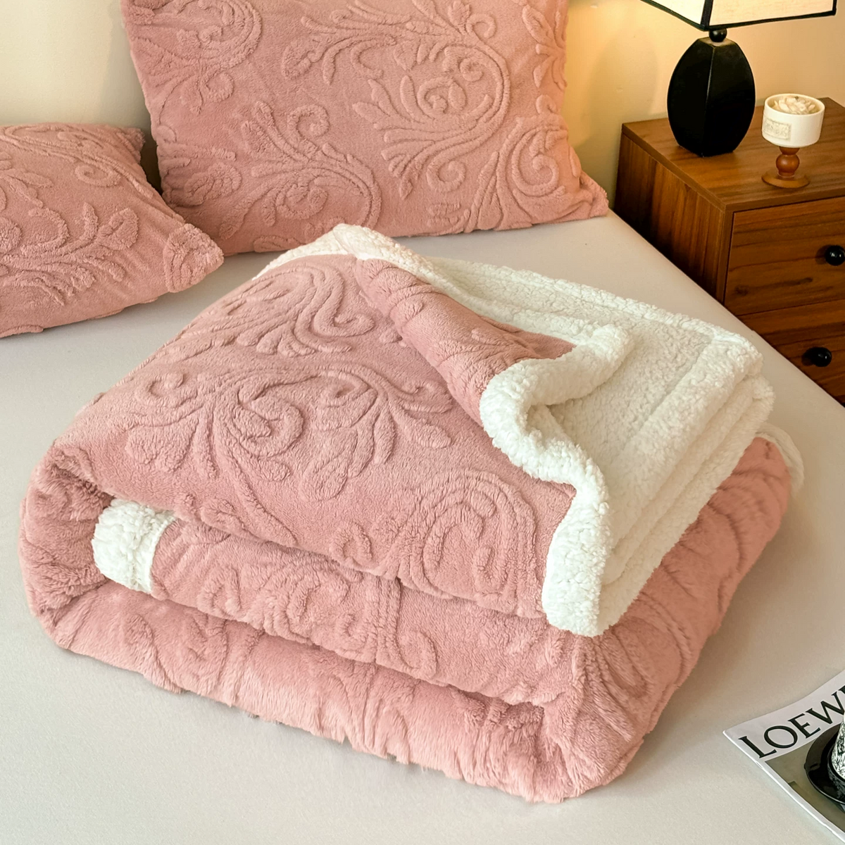 Embossed Fluffy Sherpa Throw Blanket - image 31
