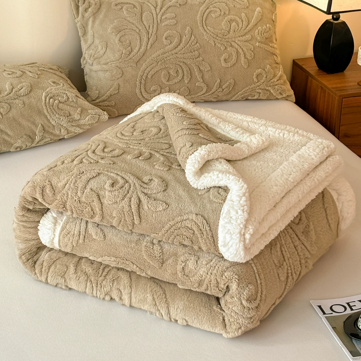 Embossed Fluffy Sherpa Throw Blanket - image 27