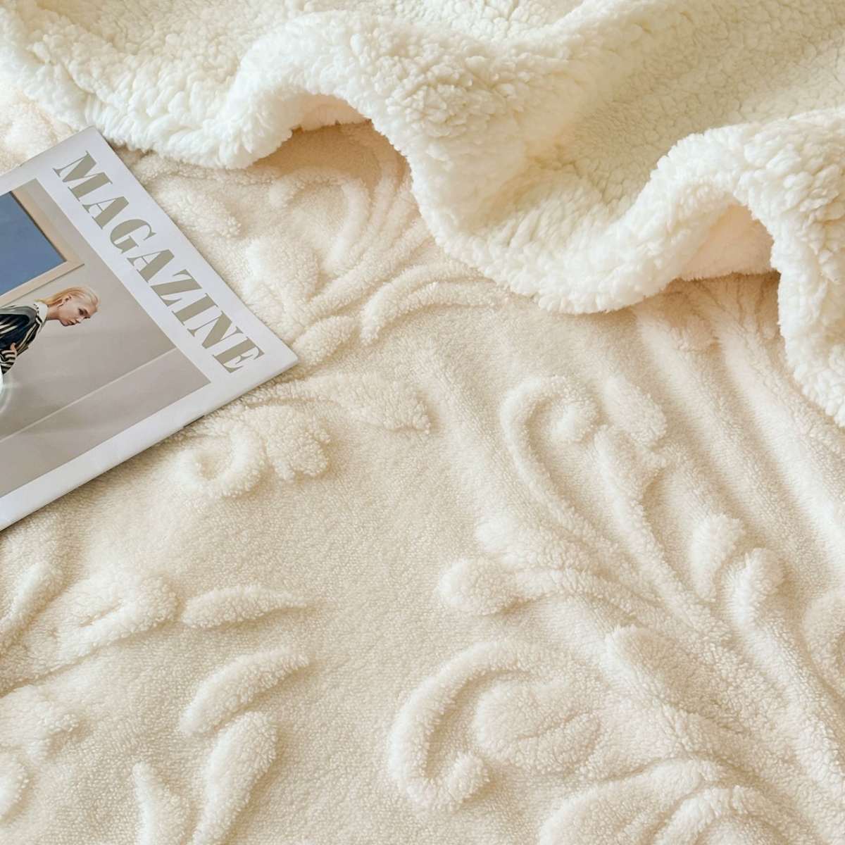 Embossed Fluffy Sherpa Throw Blanket - image 7
