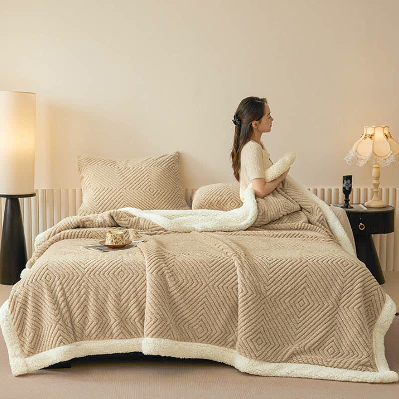 Diamond-Weave Sherpa Throw Blanket - image 1