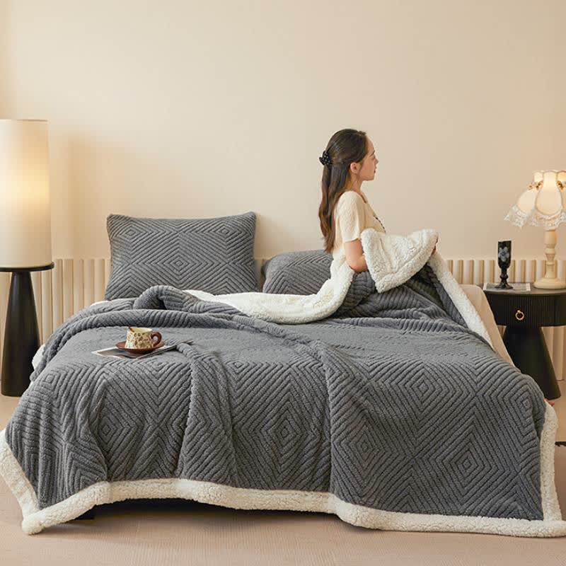 Diamond-Weave Sherpa Throw Blanket - image 6