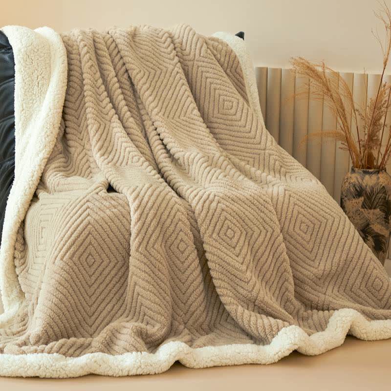 Diamond-Weave Sherpa Throw Blanket - image 3