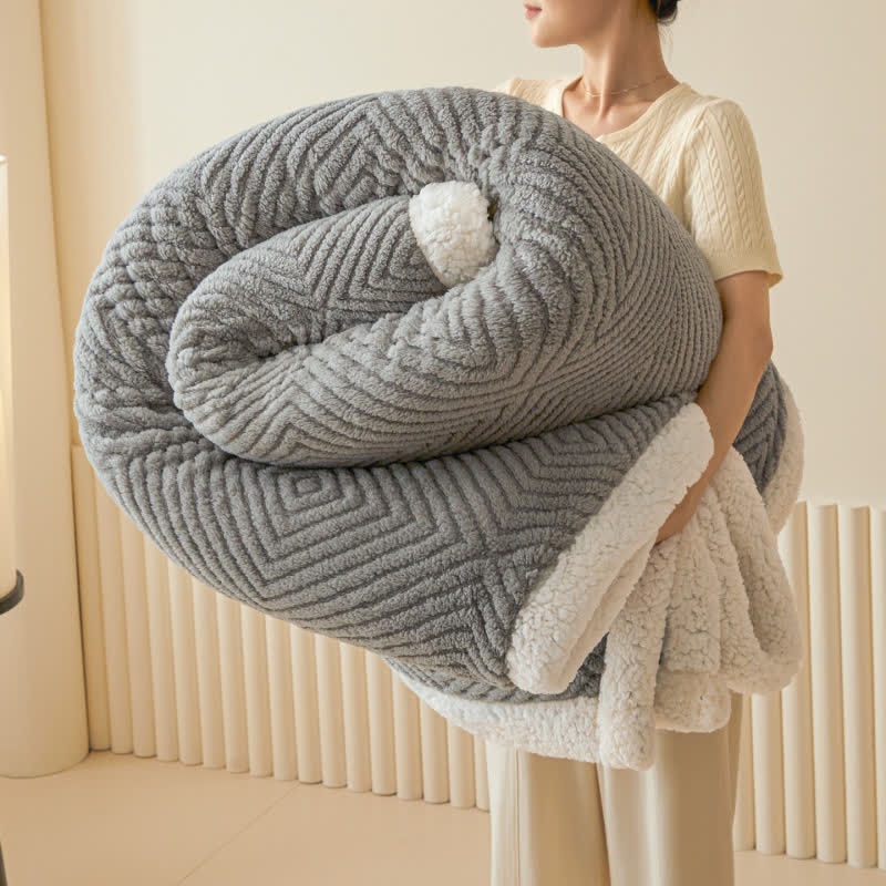 Diamond-Weave Sherpa Throw Blanket - Gray - 79"W x 90"L - image 10