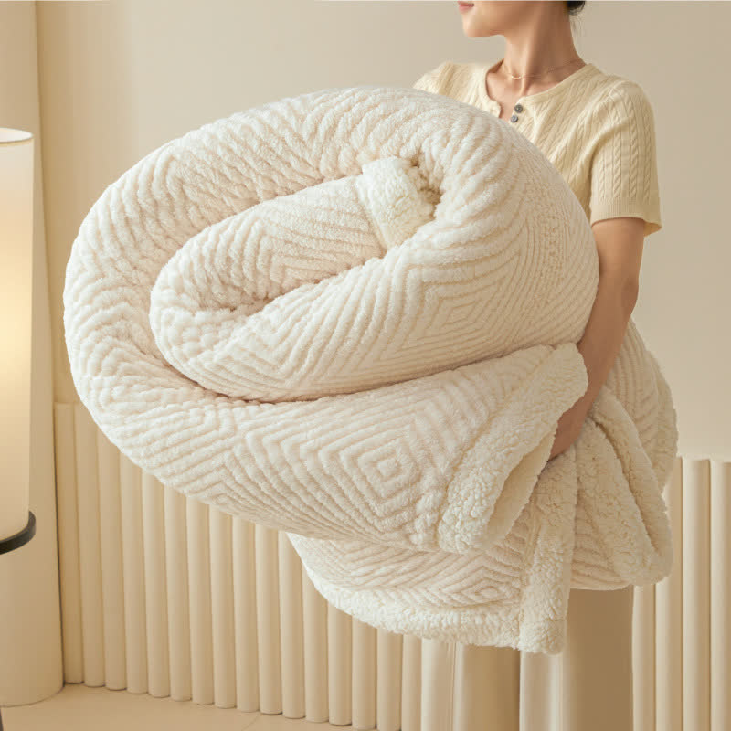 Diamond-Weave Sherpa Throw Blanket - Beige - 79"W x 90"L - image 33