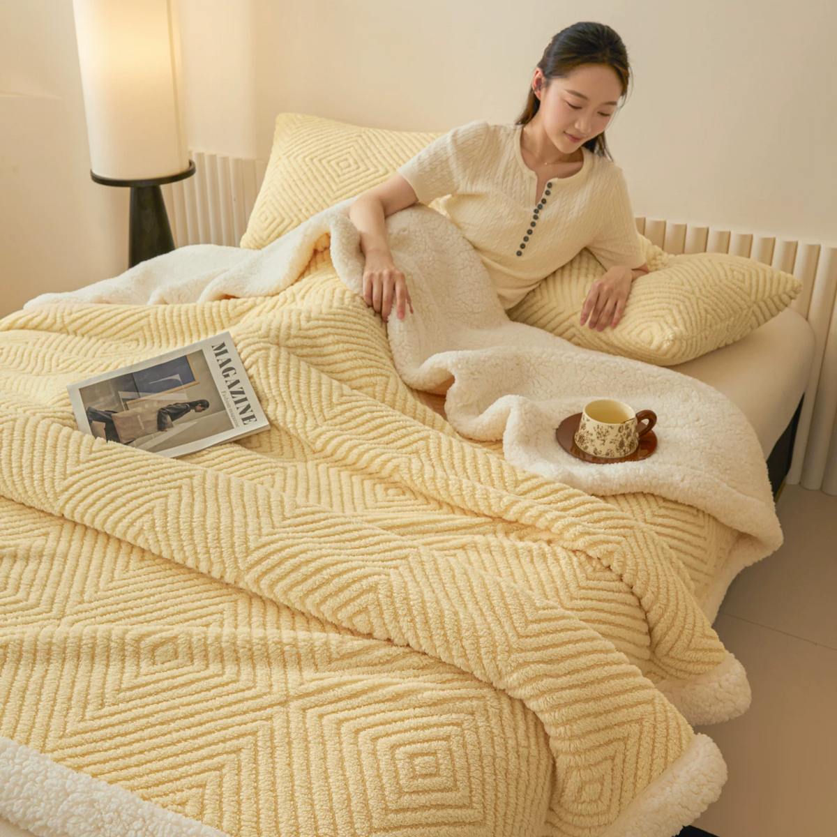 Diamond-Weave Sherpa Throw Blanket - image 45