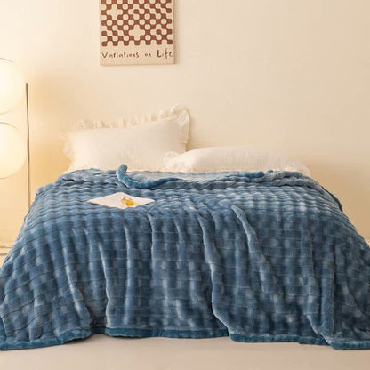Grid Embossed Thickened Thermal Blanket - image 1