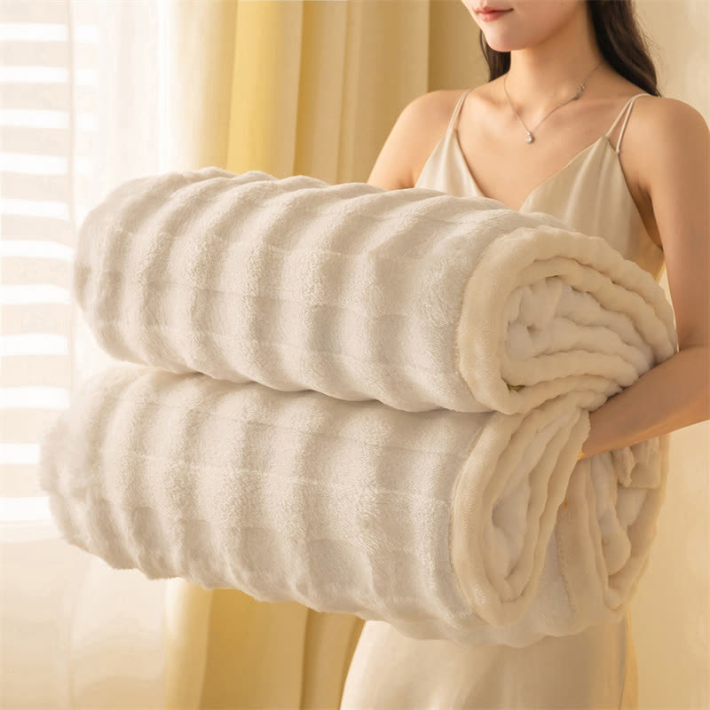 Grid Embossed Thickened Thermal Blanket - White - 79"W x 90"L - image 23