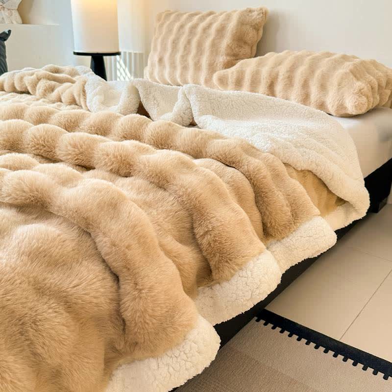 Wavy Plush Fleece Double-Layer Sherpa Blanket - image 3