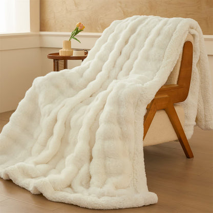 Wavy Plush Fleece Double-Layer Sherpa Blanket - image 9