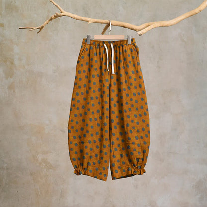 Polka Dot Cotton Harem Pants - Yellow - XL - image 18