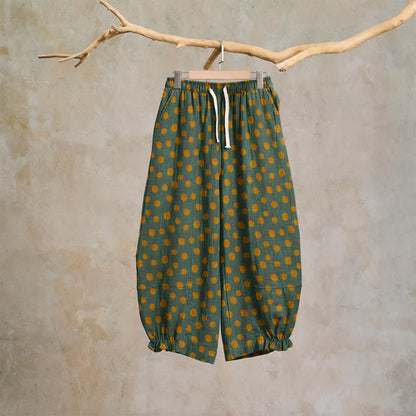 Polka Dot Cotton Harem Pants - Dark Green - XL - image 12