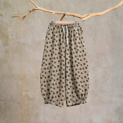 Polka Dot Cotton Harem Pants - Beige - XL - image 30