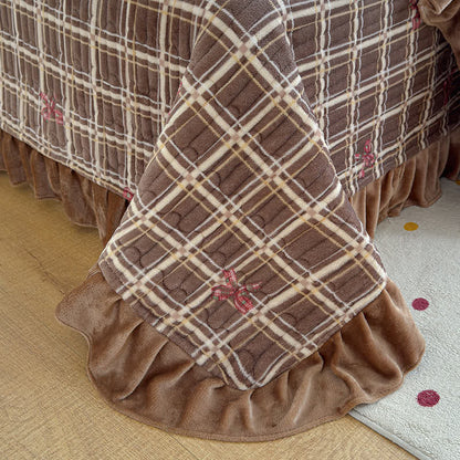 Ruffle Plaid Bow Cotton Bedding Set - image 10