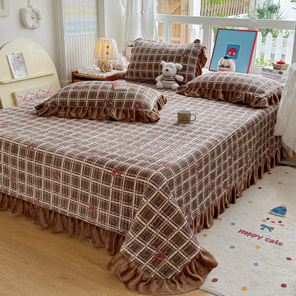 Ruffle Plaid Bow Cotton Bedding Set - image 6