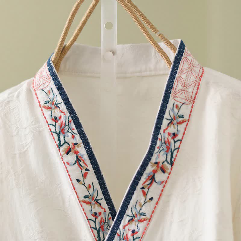 Vintage Cotton Linen Frog Button Lounge Top - image 22