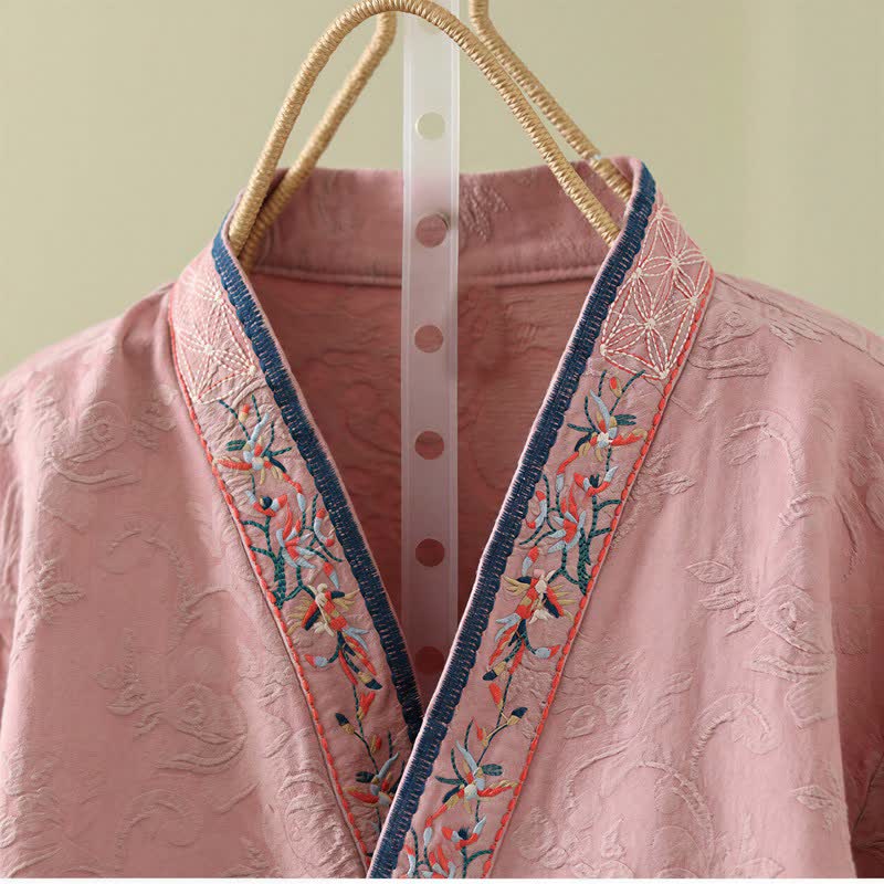 Vintage Cotton Linen Frog Button Lounge Top - image 1