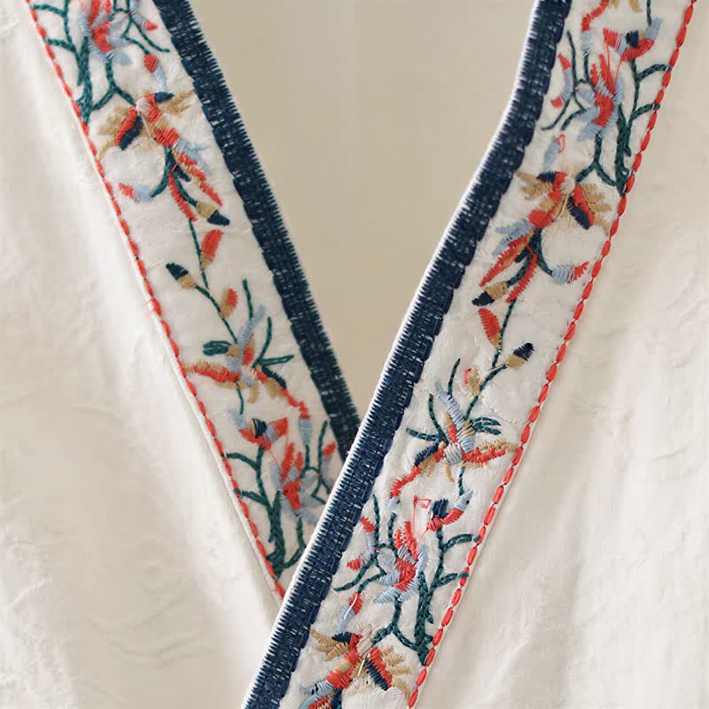 Vintage Cotton Linen Frog Button Lounge Top - image 23