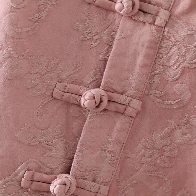 Vintage Cotton Linen Frog Button Lounge Top - image 5