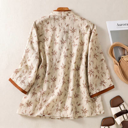 Floral Cross Wrap Casual Lounge Shirt - image 1