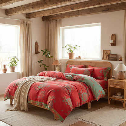 Luxurious Peony Jacquard Cotton Gauze Bedding  - image 2