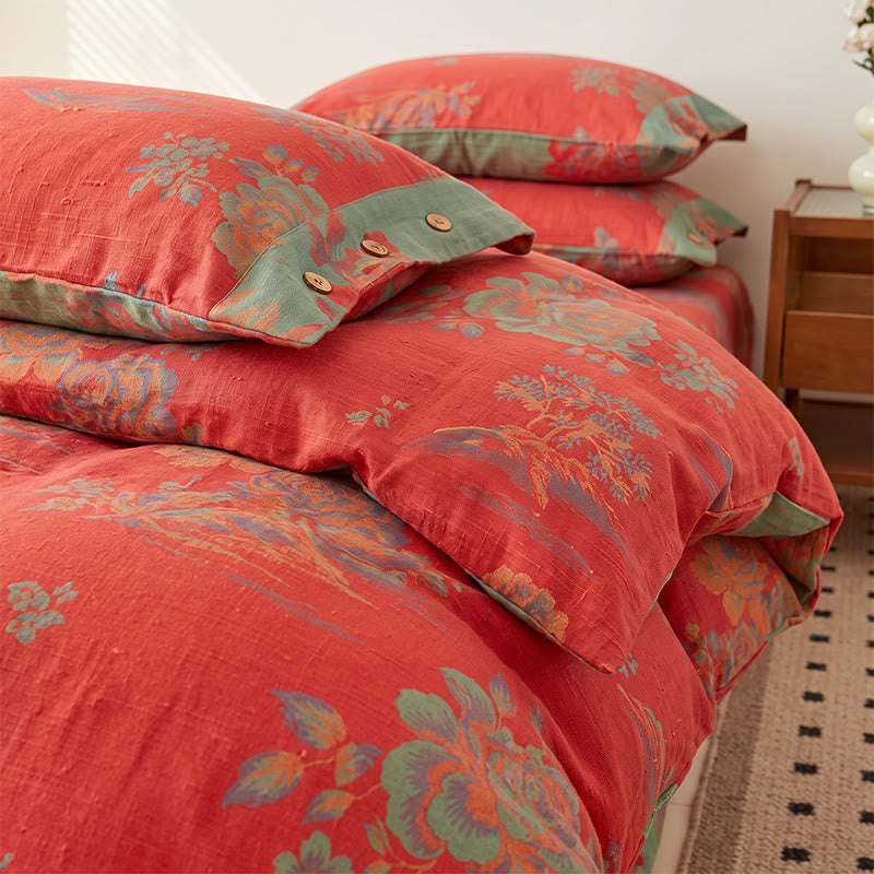 Luxurious Peony Jacquard Cotton Gauze Bedding  - image 5