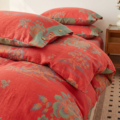 Luxurious Peony Jacquard Cotton Gauze Bedding  - image 5
