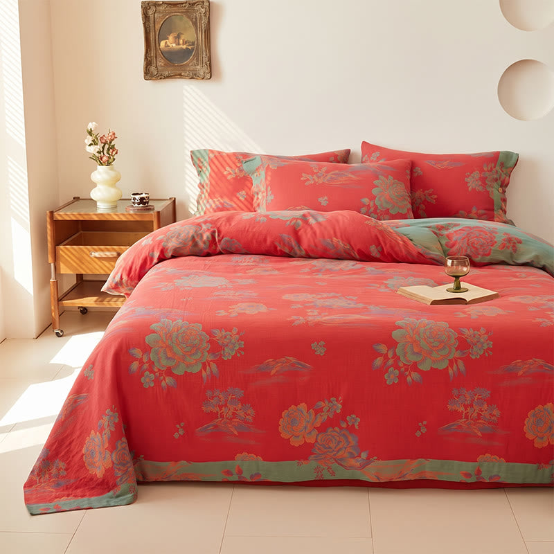 Luxurious Peony Jacquard Cotton Gauze Bedding  - image 10