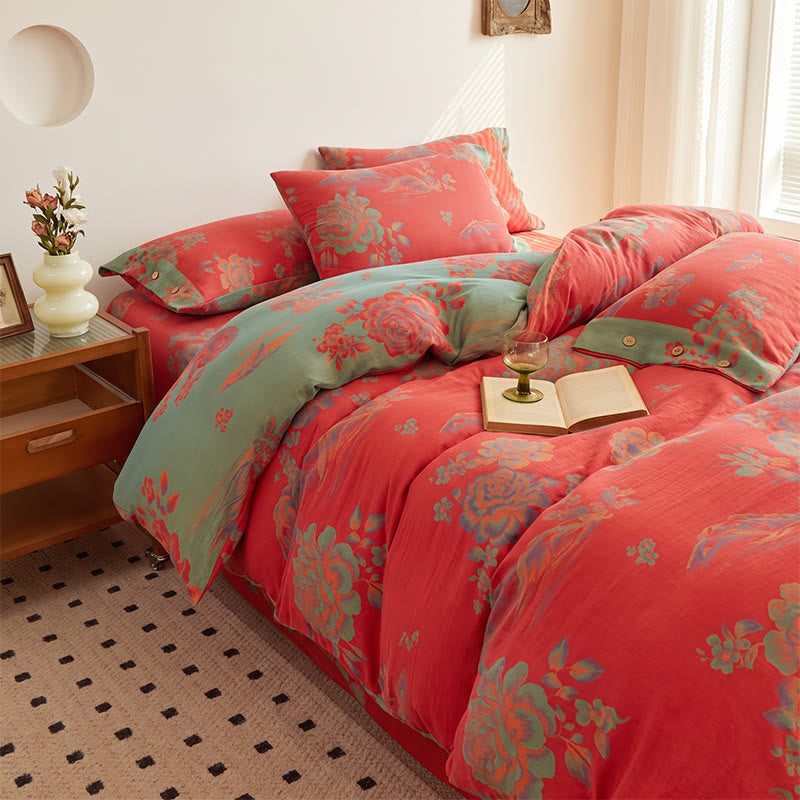 Luxurious Peony Jacquard Cotton Gauze Bedding  - image 11