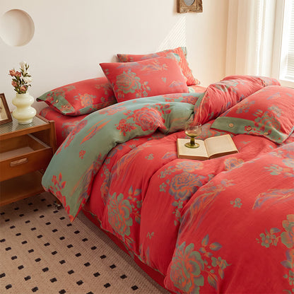 Luxurious Peony Jacquard Cotton Gauze Bedding  - image 11