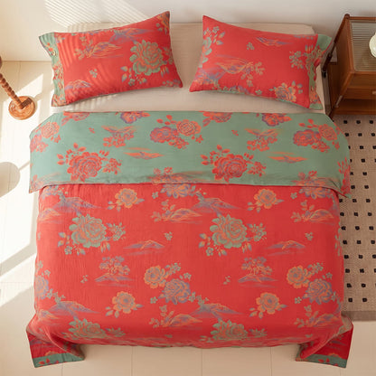 Luxurious Peony Jacquard Cotton Gauze Bedding  - image 12