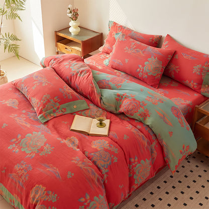 Luxurious Peony Jacquard Cotton Gauze Bedding  - image 13
