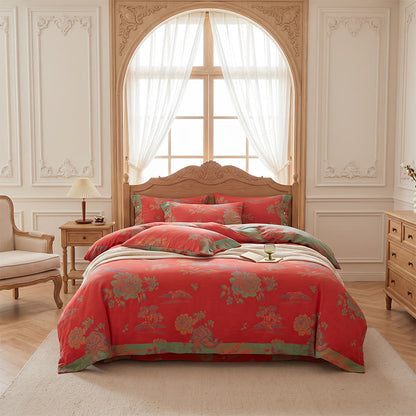 Luxurious Peony Jacquard Cotton Gauze Bedding  - image 17