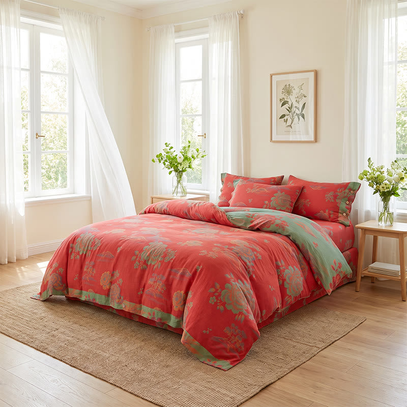 Luxurious Peony Jacquard Cotton Gauze Bedding  - image 20