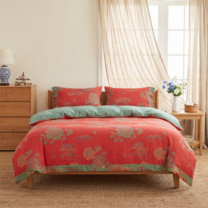 Luxurious Peony Jacquard Cotton Gauze Bedding  - image 16