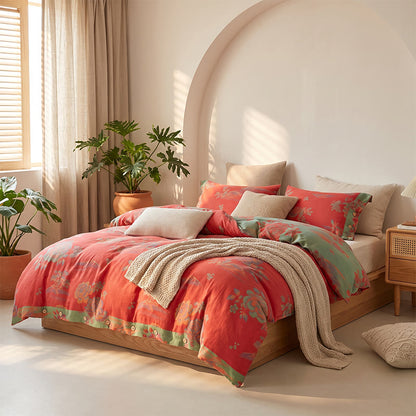 Luxurious Peony Jacquard Cotton Gauze Bedding  - image 19