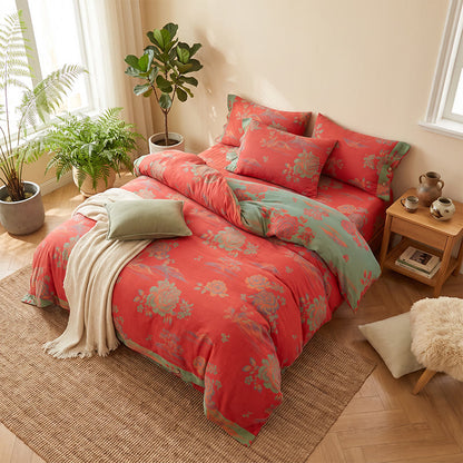 Luxurious Peony Jacquard Cotton Gauze Bedding  - image 21