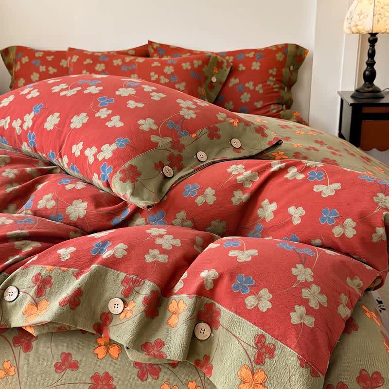 Vintage Floral Cotton Linen Bedding Set - image 3