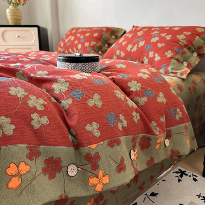 Vintage Floral Cotton Linen Bedding Set - King - image 0