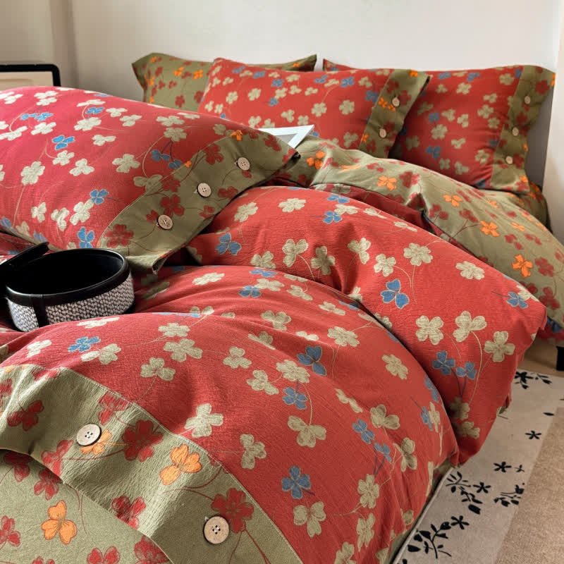 Vintage Floral Cotton Linen Bedding Set - image 2