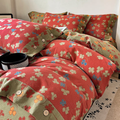 Vintage Floral Cotton Linen Bedding Set - image 2