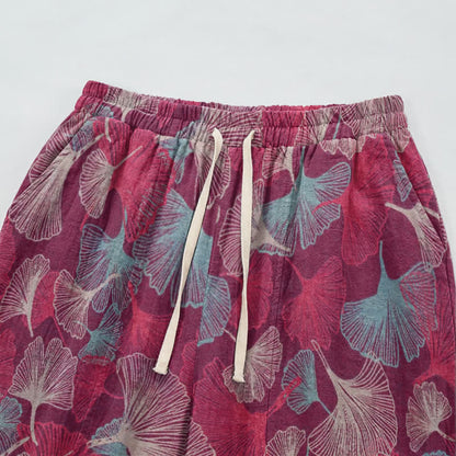 Relaxed Ginkgo Leaf Cotton Harem Pants - image 2