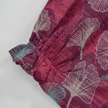 Relaxed Ginkgo Leaf Cotton Harem Pants - image 5