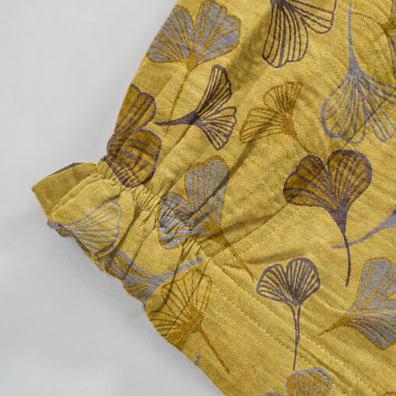 Retro Ginkgo Leaf Cotton Lounge Pants - image 5