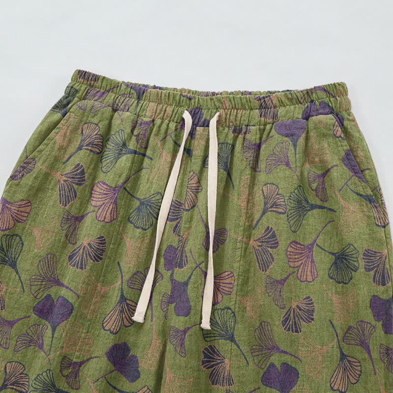 Retro Ginkgo Leaf Cotton Lounge Pants - image 8
