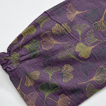 Retro Ginkgo Leaf Cotton Lounge Pants - image 16