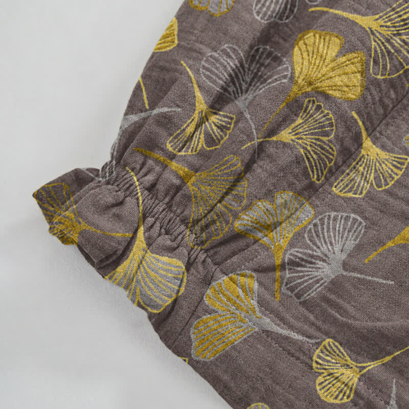 Retro Ginkgo Leaf Cotton Lounge Pants - image 23
